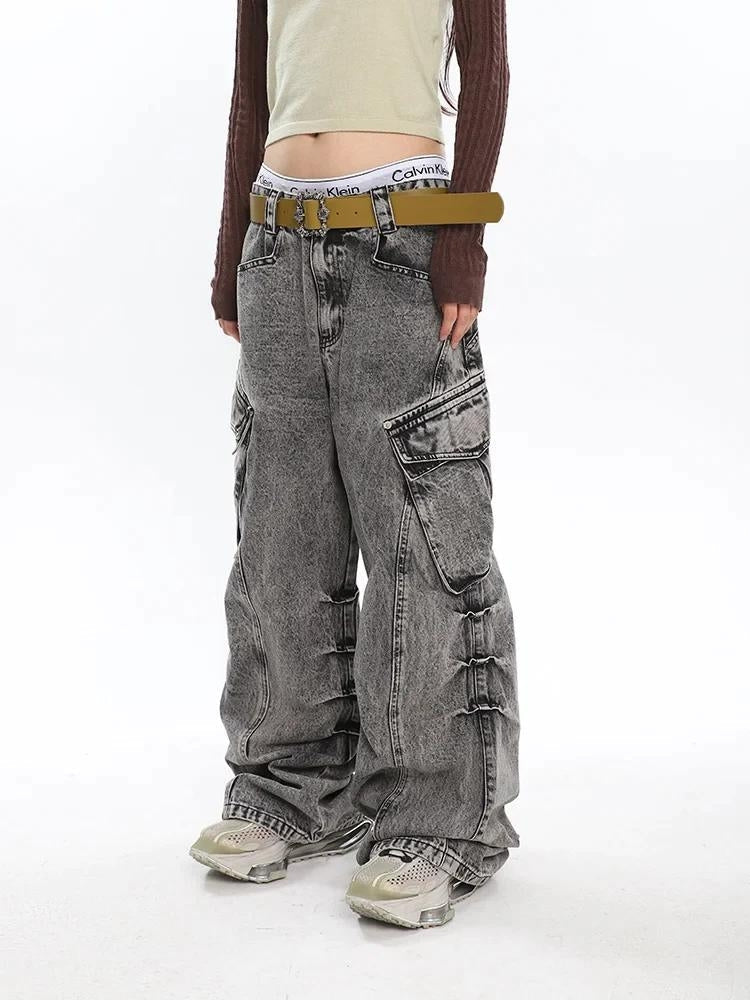 Distressed Big Pockets Jeans