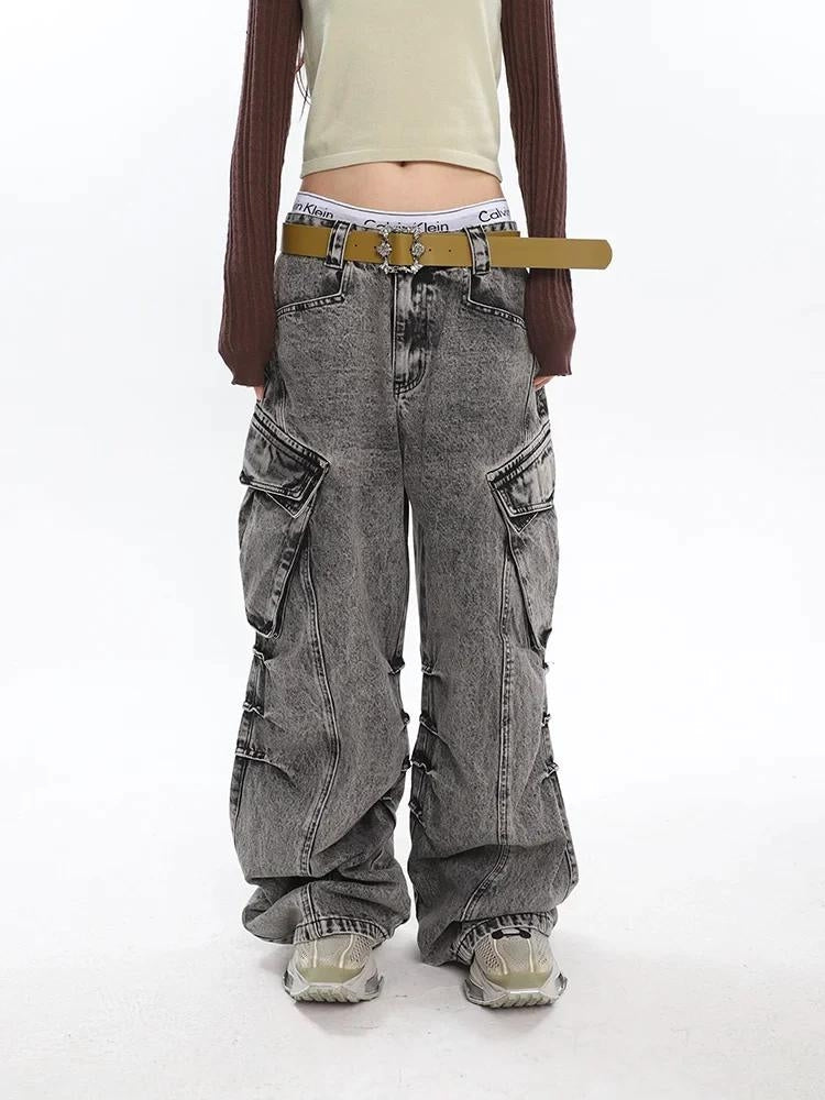 Distressed Big Pockets Jeans